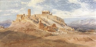 从苏格拉底监狱看到的雅典卫城 Acropolis of Athens as Seen from the Prison of Socrates (1858)，卡尔·哈格