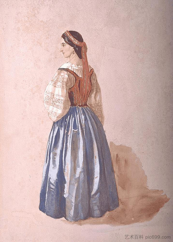 穿着戏服的意大利女士 An Italian lady in costume，卡尔·哈格