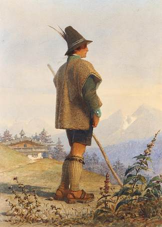 蒂罗尔牧羊犬 A Tyrolese shepherd (1857)，卡尔·哈格