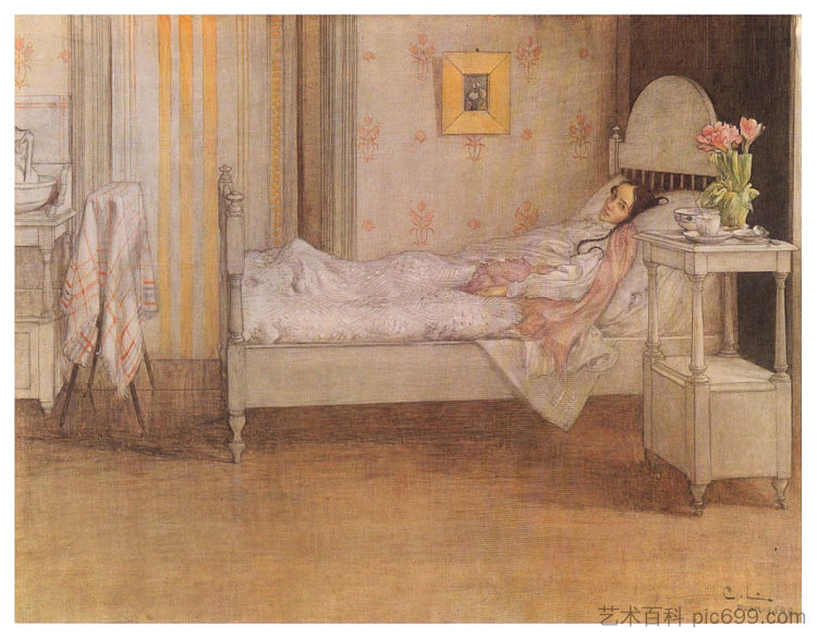 恢复期 Convalescence (c.1899; Sweden  )，卡尔·拉森