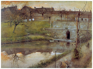 水彩画 El estanue de watercolor (1883; Sweden                     )，卡尔·拉森