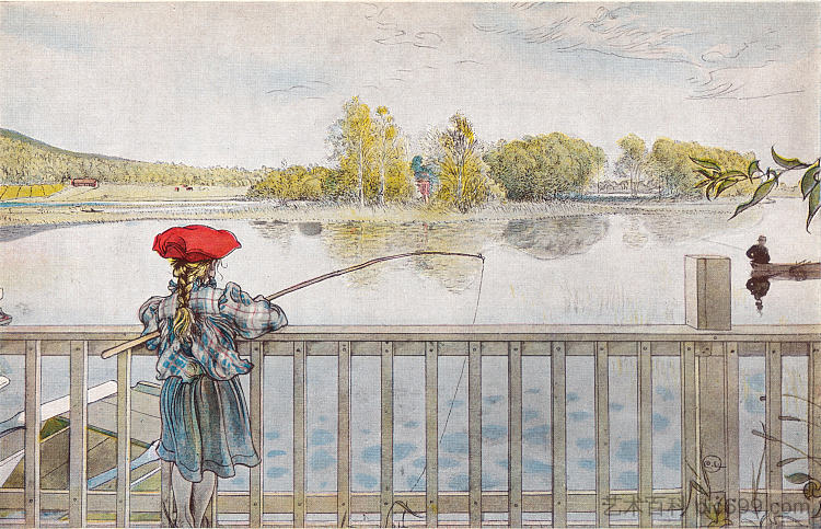 利斯贝斯钓鱼 Lisbeth fishing (1898; Sweden  )，卡尔·拉森