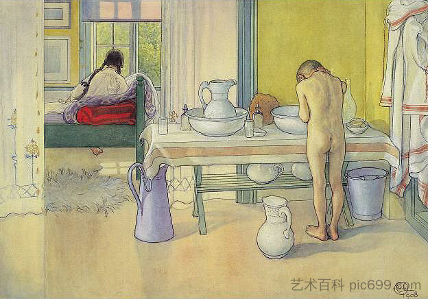 Summer Morning，发表于“Lasst Licht Hinin”（“Let in More Light”） Summer Morning, published in 'Lasst Licht Hinin' (`Let in More Light') (1908; Sweden  )，卡尔·拉森