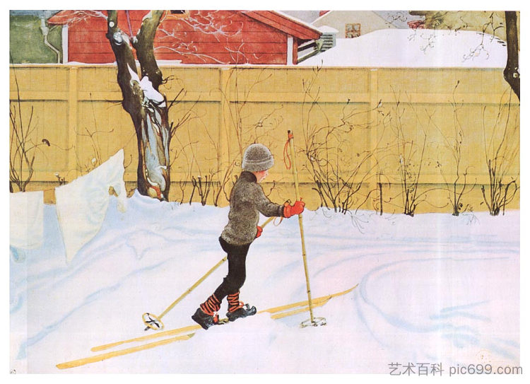 滑雪者 The Skier (c.1909; Sweden  )，卡尔·拉森