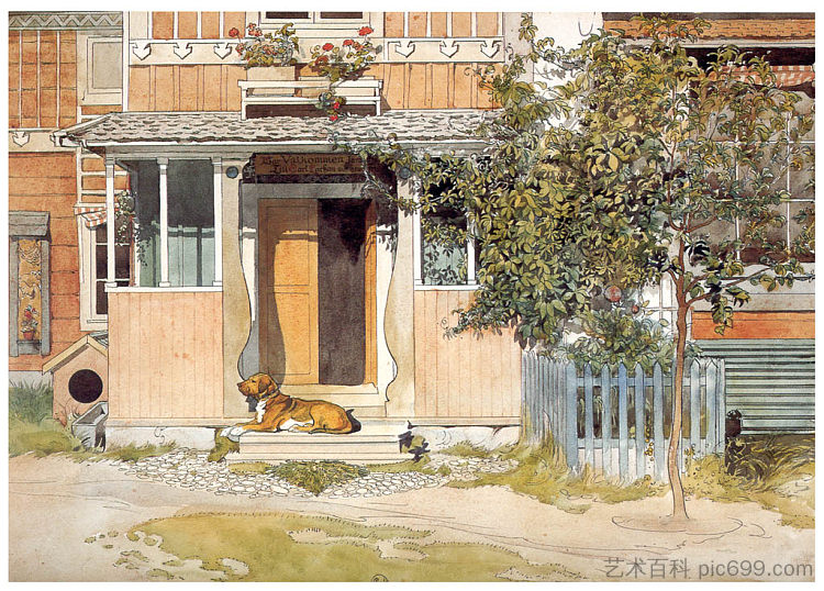 阳台 The Verandah (c.1895; Sweden  )，卡尔·拉森