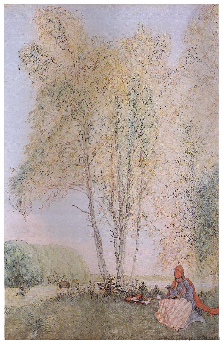 在桦树下 Under the Birches (1902; Sweden  )，卡尔·拉森