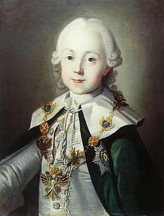 俄罗斯保罗的肖像打扮成圣安德鲁骑士勋章 Portrait of Paul of Russia dressed as Chevalier of the Order of St. Andrew (1760)，卡尔.路德维希.约翰.克里斯蒂内克