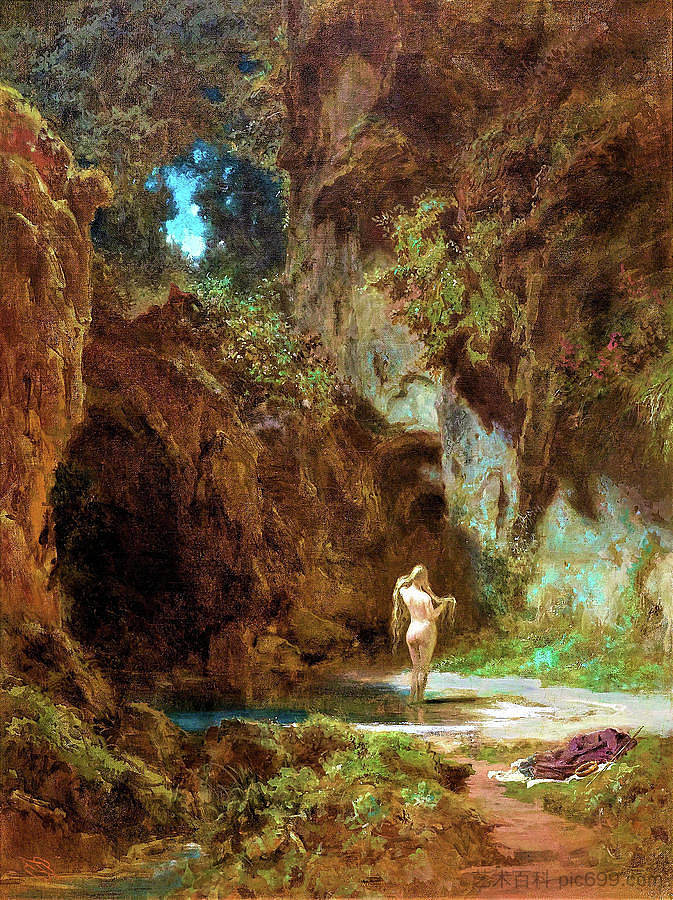 浴场仙女 Nymph in the Bath，卡尔·施皮茨韦格
