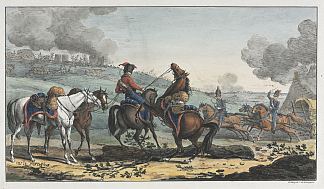 骑炮兵牵着三匹马 Mounted Artilleryman Leading Three Horses，卡尔·韦尔内