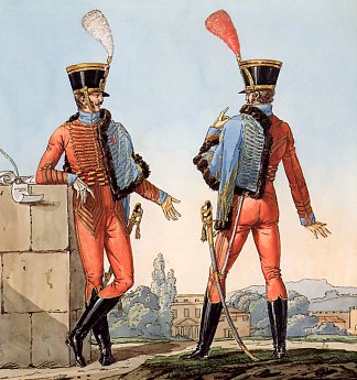 记录拿破仑大军团制服系列的一部分。 Part of a Series Chronicling the Uniforms of Napoleon’s Grande Armée. (1812)，卡尔·韦尔内