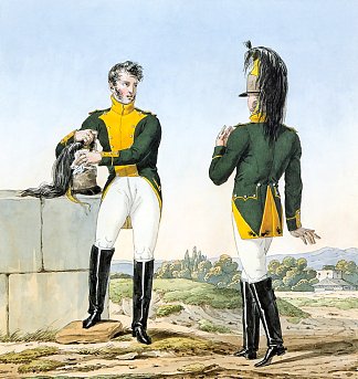 记录拿破仑大军团制服系列的一部分。 Part of a Series Chronicling the Uniforms of Napoleon’s Grande Armée. (1812)，卡尔·韦尔内