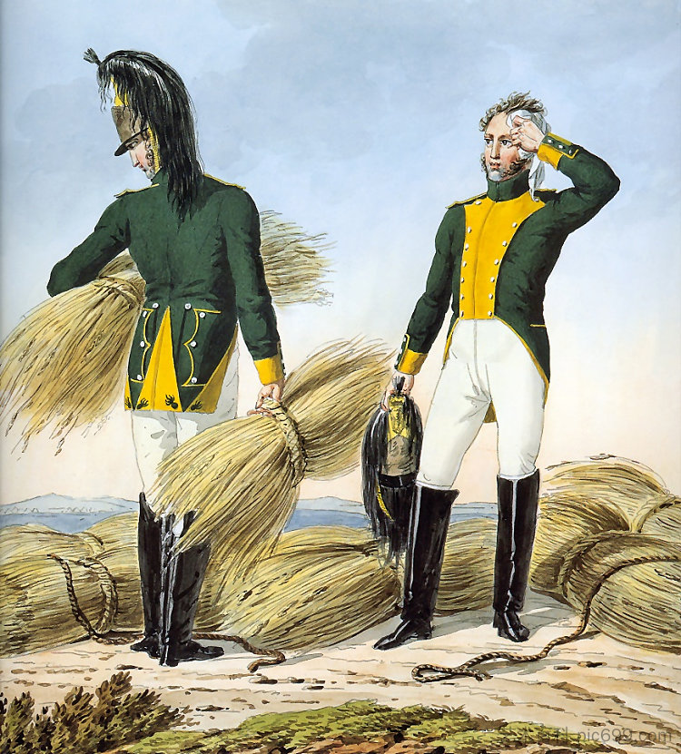 记录拿破仑大军团制服系列的一部分。 Part of a Series Chronicling the Uniforms of Napoleon's Grande Armée. (1812)，卡尔·韦尔内