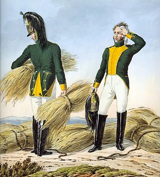 记录拿破仑大军团制服系列的一部分。 Part of a Series Chronicling the Uniforms of Napoleon’s Grande Armée. (1812)，卡尔·韦尔内