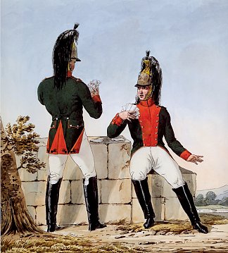 记录拿破仑大军团制服系列的一部分。 Part of a Series Chronicling the Uniforms of Napoleon’s Grande Armée. (1812)，卡尔·韦尔内