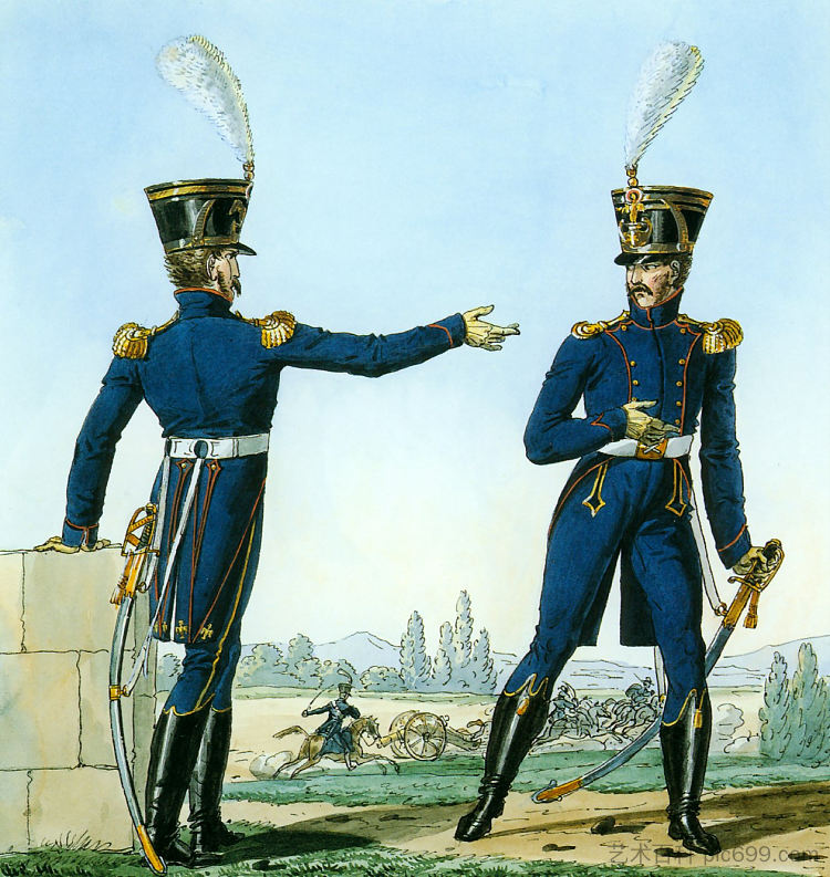 记录拿破仑大军团制服系列的一部分。 Part of a Series Chronicling the Uniforms of Napoleon's Grande Armée. (1812)，卡尔·韦尔内