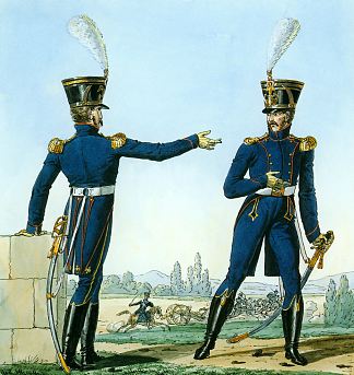 记录拿破仑大军团制服系列的一部分。 Part of a Series Chronicling the Uniforms of Napoleon’s Grande Armée. (1812)，卡尔·韦尔内