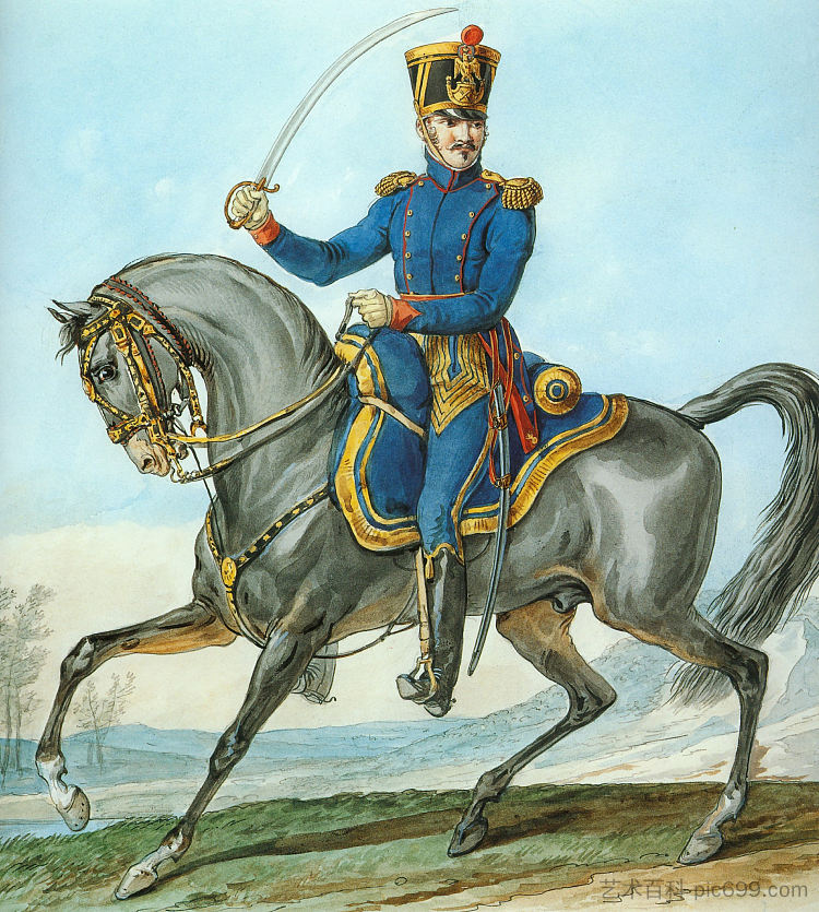 记录拿破仑大军团制服系列的一部分。 Part of a Series Chronicling the Uniforms of Napoleon's Grande Armée. (1812)，卡尔·韦尔内