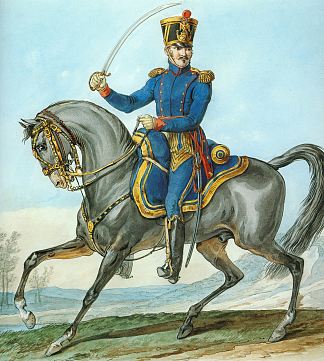 记录拿破仑大军团制服系列的一部分。 Part of a Series Chronicling the Uniforms of Napoleon’s Grande Armée. (1812)，卡尔·韦尔内