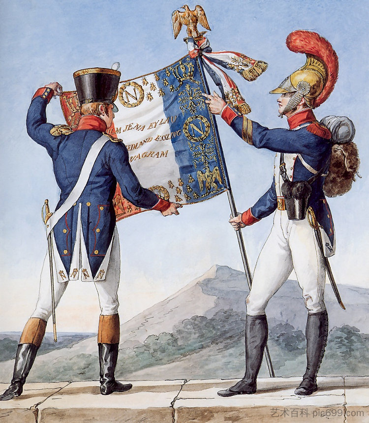 记录拿破仑大军团制服系列的一部分。 Part of a Series Chronicling the Uniforms of Napoleon's Grande Armée. (1812)，卡尔·韦尔内