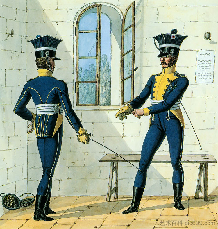 记录拿破仑大军团制服系列的一部分。 Part of a Series Chronicling the Uniforms of Napoleon's Grande Armée. (1812)，卡尔·韦尔内