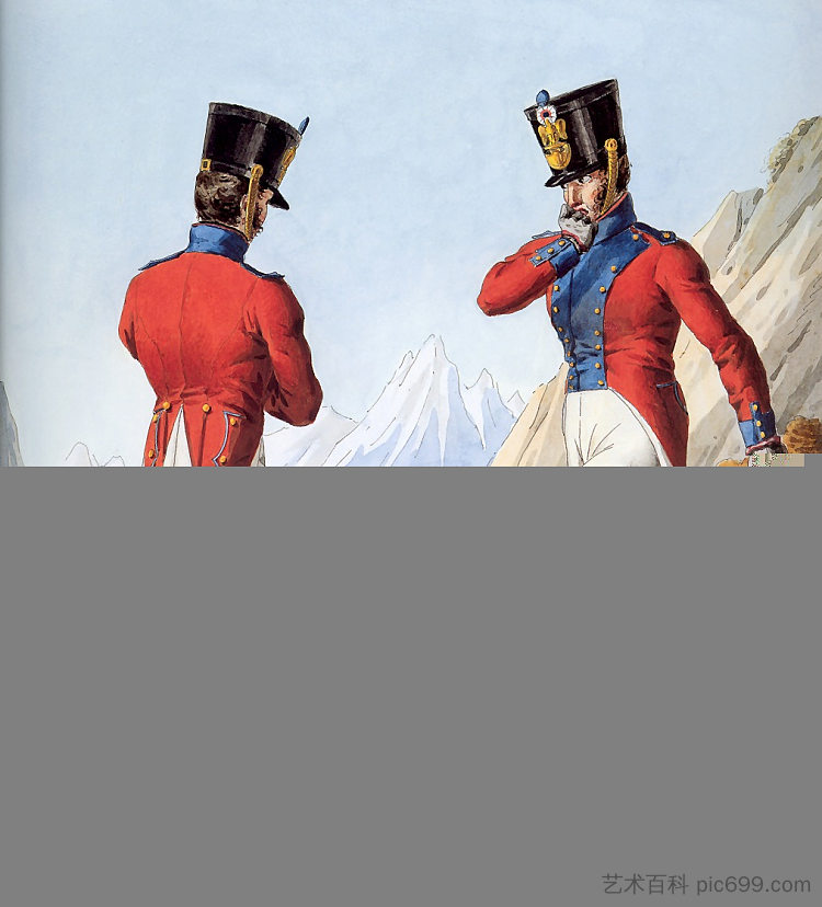 记录拿破仑大军团制服系列的一部分。 Part of a Series Chronicling the Uniforms of Napoleon's Grande Armée. (1812)，卡尔·韦尔内