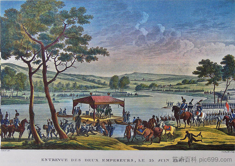 1807年6月25日两位皇帝在提尔西特会面 Meeting of the Two Emperors at Tilsit on 25 June 1807,卡尔·韦尔内