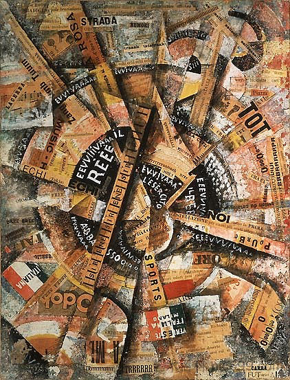 干预主义示威(爱国节日-自由字画) Interventionist Demonstration (Patriotic Holiday-Freeword Painting) (1914),卡洛·卡拉