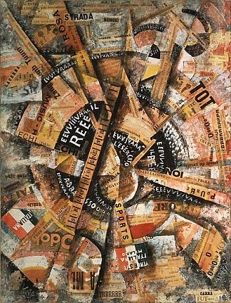 干预主义示威（爱国节日-自由字画） Interventionist Demonstration (Patriotic Holiday-Freeword Painting) (1914)，卡洛·卡拉