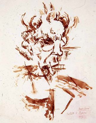 帕皮尼的肖像 Ritratto di Papini (1913)，卡洛·卡拉