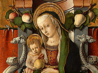麦当娜和孩子与捐赠者登基 Madonna and Child enthroned with donor (c.1470)，卡罗·克里维里