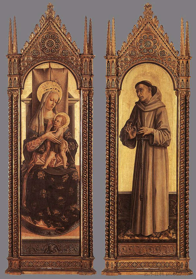 麦当娜和孩子，阿西西的圣弗朗西斯 Madonna and Child, St Francis of Assisi (1471 - 1472)，卡罗·克里维里