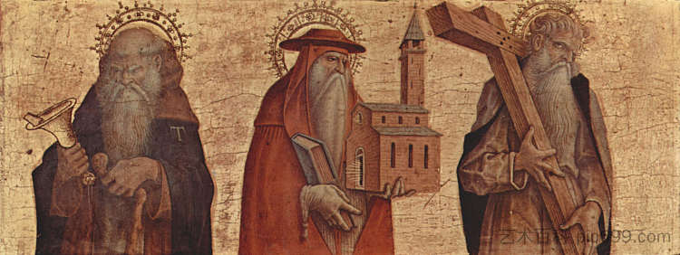 圣安东尼， 圣杰罗姆， 圣安德鲁 Saint Anthony, Saint Jerome, Saint Andrew (1482)，卡罗·克里维里