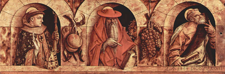 图卢兹的圣路易斯 圣杰罗姆 圣彼得和 Saint Louis of Toulouse Saint Jerome Saint Peter and (c.1493)，卡罗·克里维里