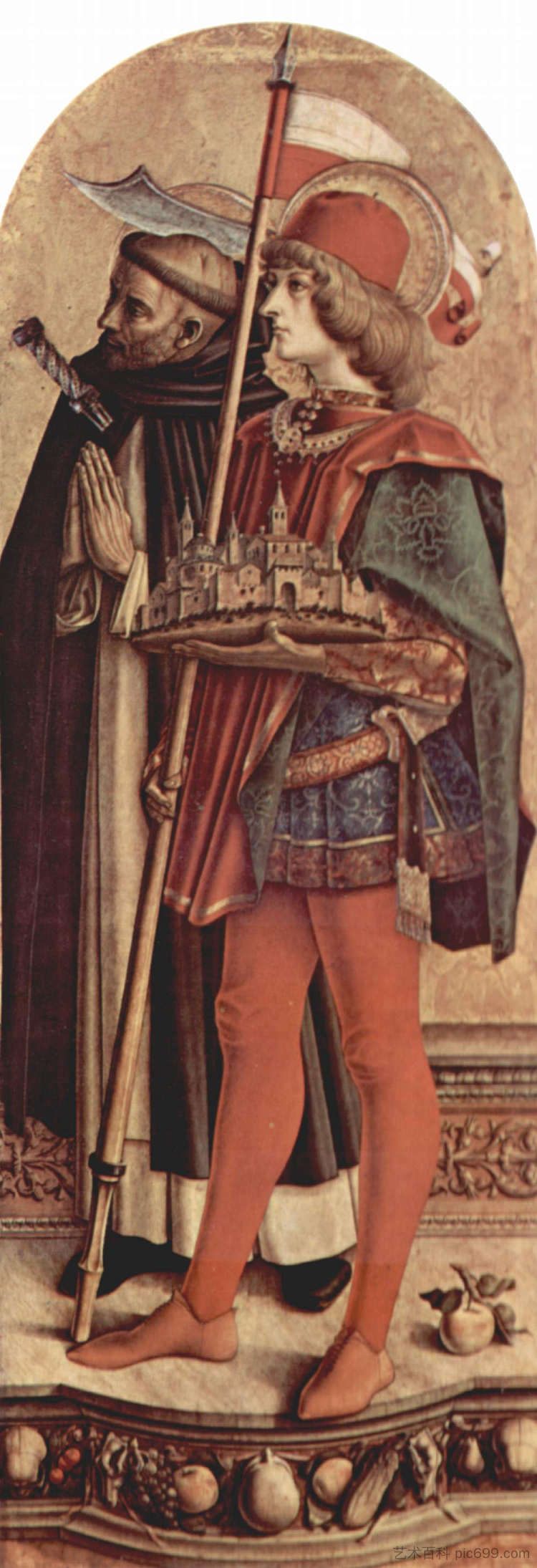 圣彼得烈士和卡梅里诺的圣威尼斯努斯 Saint Peter Martyr and Saint Venetianus of Camerino (1482)，卡罗·克里维里