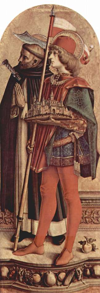 圣彼得烈士和卡梅里诺的圣威尼斯努斯 Saint Peter Martyr and Saint Venetianus of Camerino (1482)，卡罗·克里维里