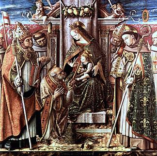 圣母子与圣徒登基 Virgin and Child Enthroned with Saints (c.1488)，卡罗·克里维里