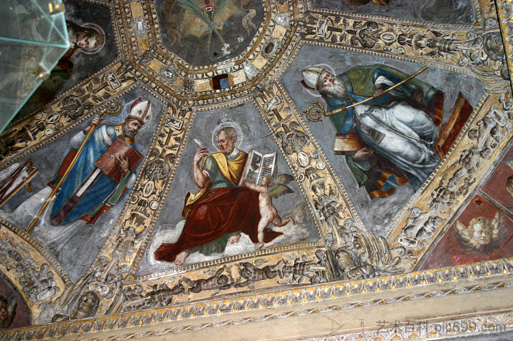 奥古斯丁和圣安布罗斯之间的福音传教士圣马太 St. Matthew the Evangelist between Augustinus and St. Ambrose (c.1540),卡洛·乌尔比诺