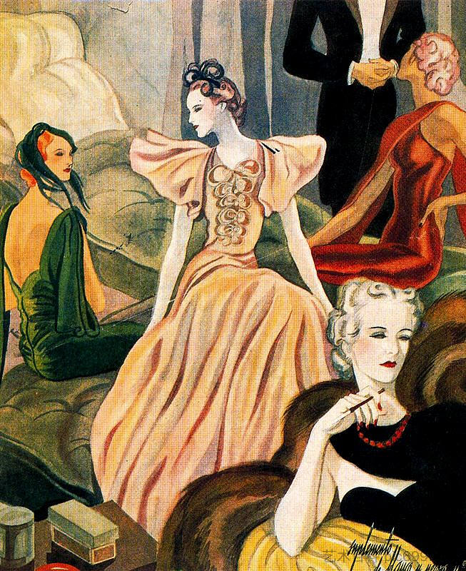 时尚插画 Fashion Illustration (1935; Spain  )，卡洛斯·萨恩斯·代·特哈达