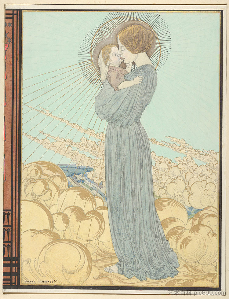 “耶稣-基督塞隆圣皮埃尔圣母院”封面设计 Design for the Front Cover of “L’evangile De Notre Seigneur Jesus-Christ Selon Saint Pierre” (1895),卡洛斯·施瓦布