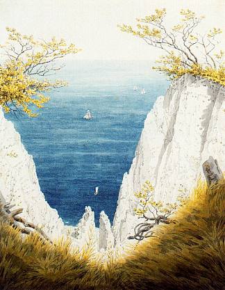 吕根岛的白垩悬崖 Chalk Cliffs at Rügen (1826)，卡斯珀尔·大卫·弗里德里希