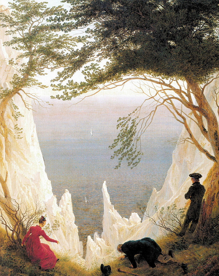 吕根岛的白垩悬崖 Chalk Cliffs on Rügen (c.1818 - c.1819; Germany  )，卡斯珀尔·大卫·弗里德里希