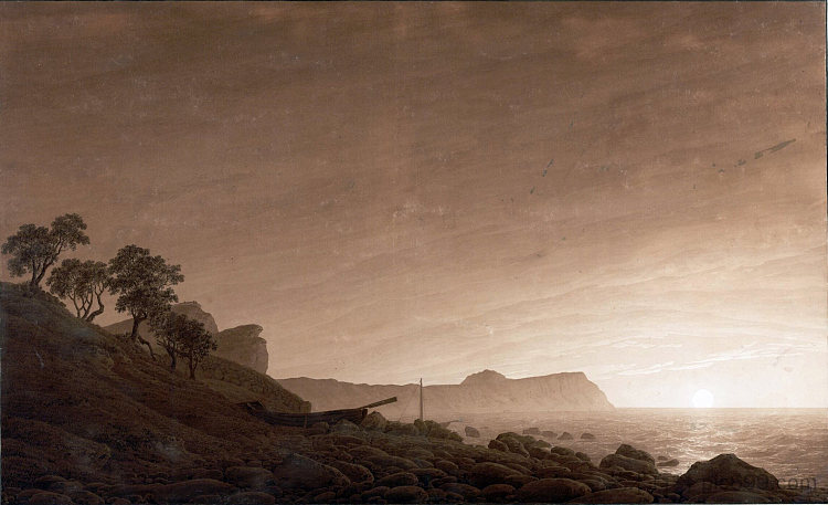 阿科纳与月亮升起的景色 View of Arkona with Moon Rising (1803)，卡斯珀尔·大卫·弗里德里希