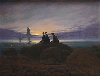 海边的月出 Moonrise by the Sea (1822)，卡斯珀尔·大卫·弗里德里希