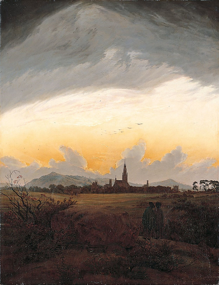 晨雾中的新勃兰登堡 Neubrandenburg in the Morning Mist (c.1816),卡斯珀尔·大卫·弗里德里希