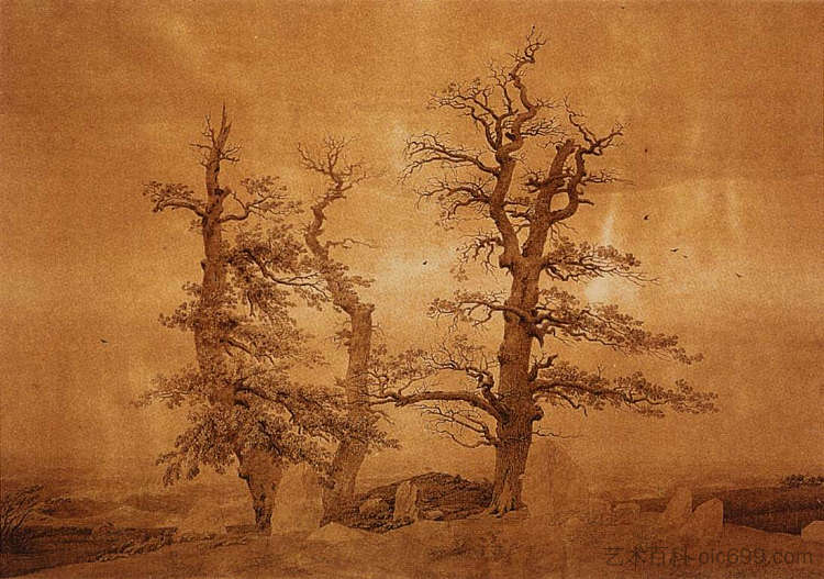 海边的坟墓 Grave by the Sea (1807)，卡斯珀尔·大卫·弗里德里希
