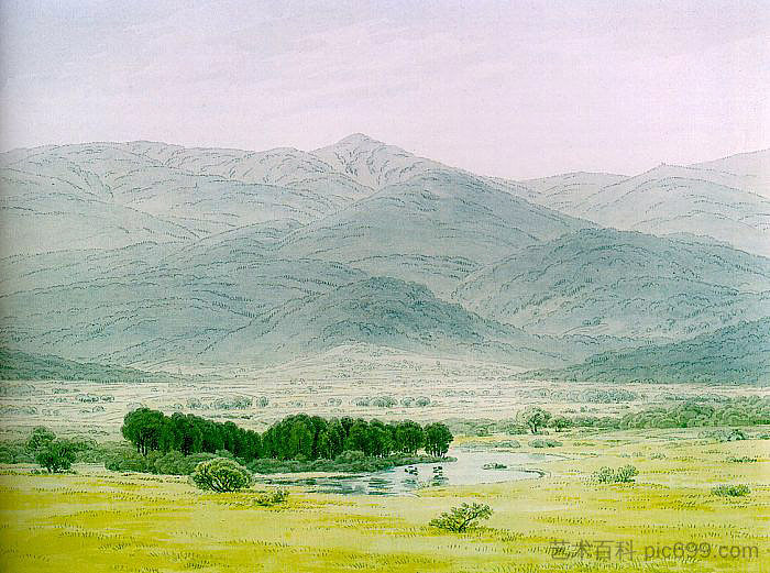 里森格比尔日的风景 Landscape in the Riesengebirge (1798),卡斯珀尔·大卫·弗里德里希