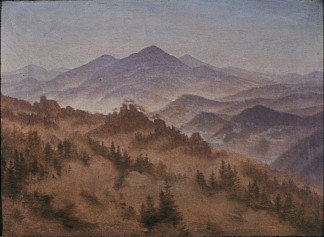 波希米亚瑞士罗森伯格的风景 Landscape with the Rosenberg in Bohemian Switzerland (1835)，卡斯珀尔·大卫·弗里德里希