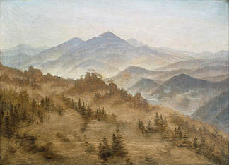 波希米亚山脉中罗森伯格的景观 Landscape with the Rosenberg in the Bohemian Mountains，卡斯珀尔·大卫·弗里德里希