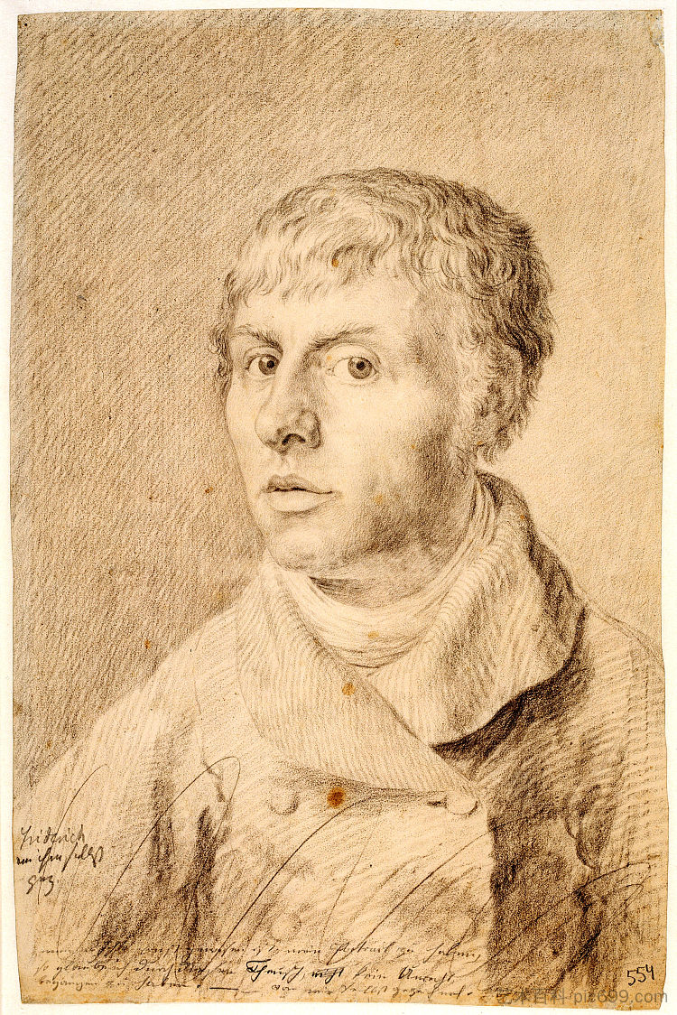 年轻时的自画像 Self-portrait as a young man (1800),卡斯珀尔·大卫·弗里德里希