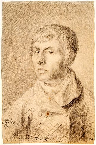 年轻时的自画像 Self-portrait as a young man (1800)，卡斯珀尔·大卫·弗里德里希
